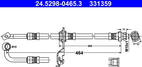 ATE 24.5298-0465.3 - Тормозной шланг autospares.lv