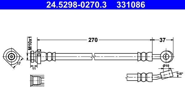 ATE 24.5298-0270.3 - Тормозной шланг autospares.lv