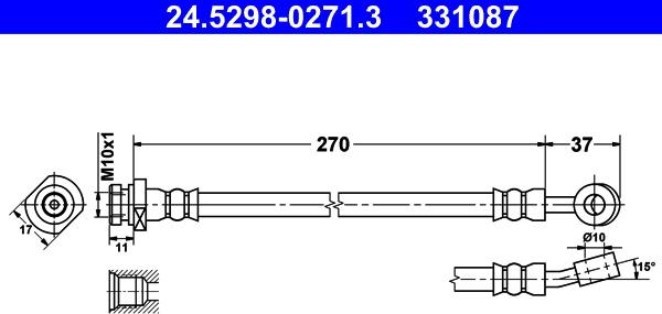 ATE 24.5298-0271.3 - Тормозной шланг autospares.lv