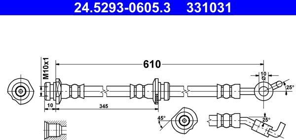 ATE 24.5293-0605.3 - Тормозной шланг autospares.lv