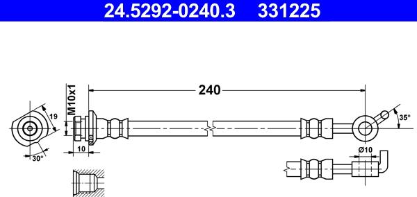 ATE 24.5292-0240.3 - Тормозной шланг autospares.lv