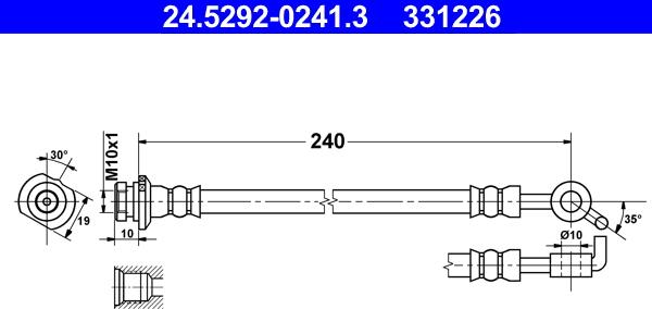 ATE 24.5292-0241.3 - Тормозной шланг autospares.lv