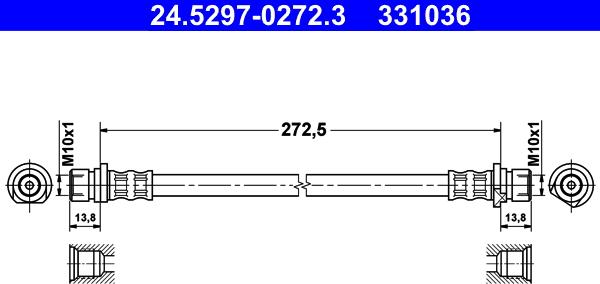 ATE 24.5297-0272.3 - Тормозной шланг autospares.lv