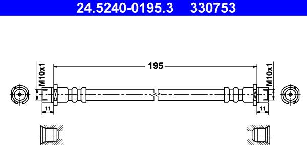 ATE 24.5240-0195.3 - Тормозной шланг autospares.lv