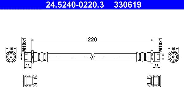 ATE 24.5240-0220.3 - Тормозной шланг autospares.lv