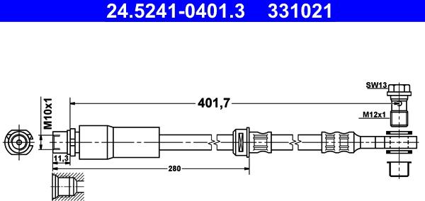 ATE 24.5241-0401.3 - Тормозной шланг autospares.lv