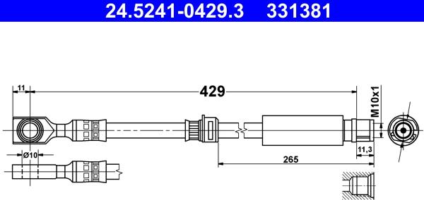 ATE 24.5241-0429.3 - Тормозной шланг autospares.lv