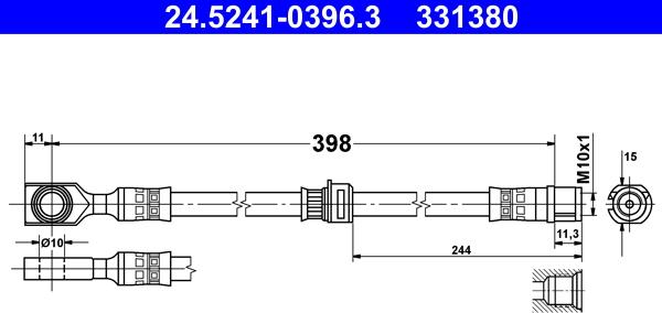 ATE 24.5241-0396.3 - Тормозной шланг autospares.lv