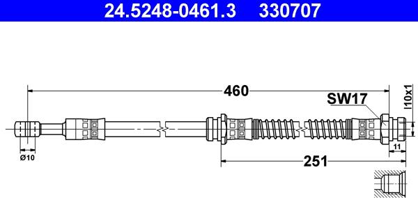 ATE 24.5248-0461.3 - Тормозной шланг autospares.lv