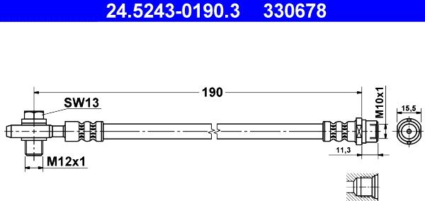 ATE 24.5243-0190.3 - Тормозной шланг autospares.lv