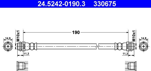 ATE 24.5242-0190.3 - Тормозной шланг autospares.lv