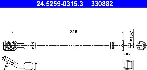 ATE 24.5259-0315.3 - Тормозной шланг autospares.lv