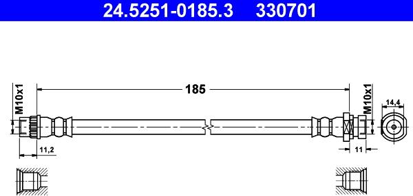 ATE 24.5251-0185.3 - Тормозной шланг autospares.lv