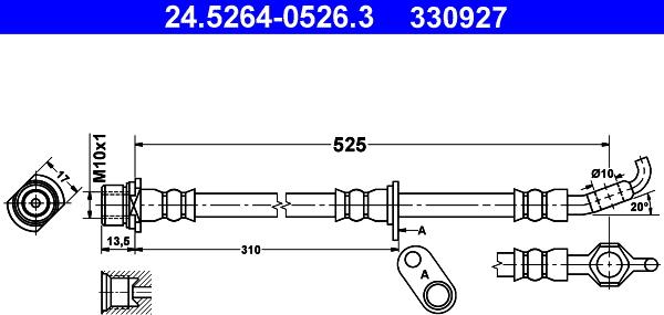 ATE 24.5264-0526.3 - Тормозной шланг autospares.lv