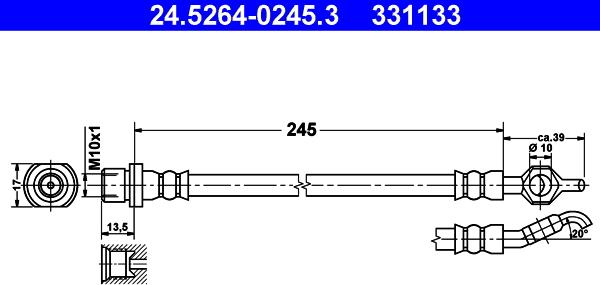 ATE 24.5264-0245.3 - Тормозной шланг autospares.lv