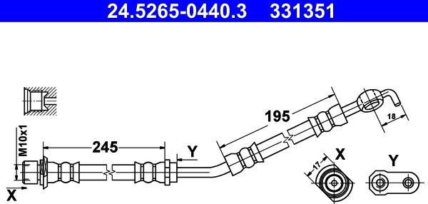 ATE 24.5265-0440.3 - Тормозной шланг autospares.lv