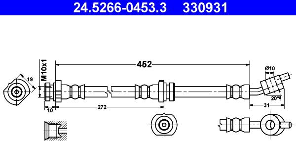 ATE 24.5266-0453.3 - Тормозной шланг autospares.lv