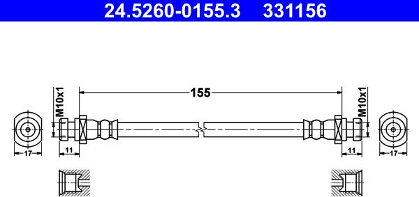 ATE 24.5260-0155.3 - Тормозной шланг autospares.lv