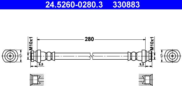 ATE 24.5260-0280.3 - Тормозной шланг autospares.lv