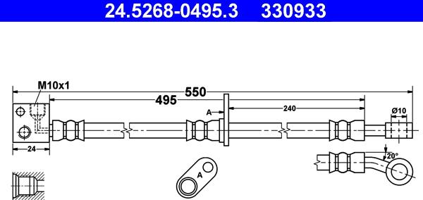 ATE 24.5268-0495.3 - Тормозной шланг autospares.lv