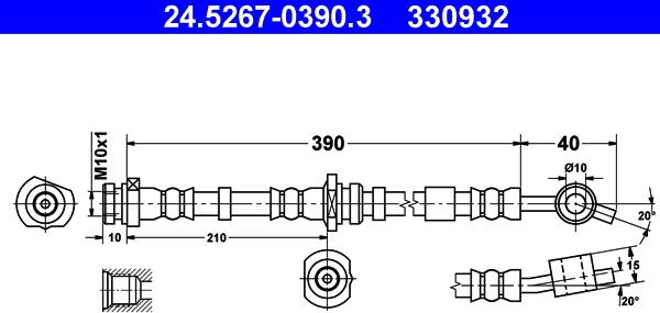 ATE 24.5267-0390.3 - Тормозной шланг autospares.lv