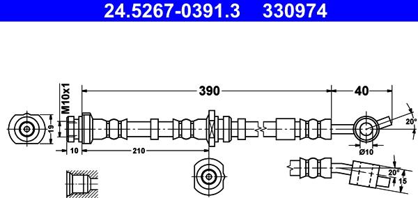 ATE 24.5267-0391.3 - Тормозной шланг autospares.lv