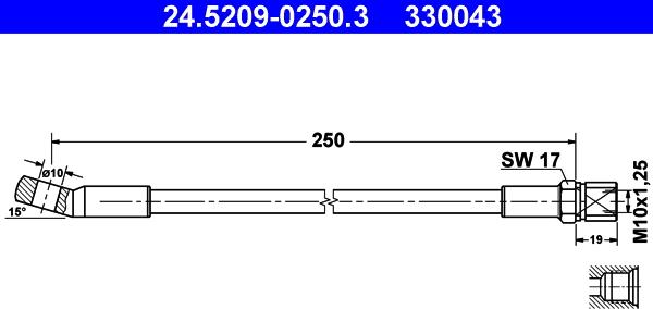 ATE 24.5209-0250.3 - Тормозной шланг autospares.lv