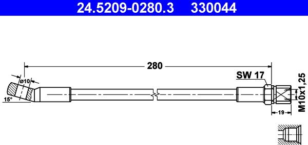 ATE 24.5209-0280.3 - Тормозной шланг autospares.lv