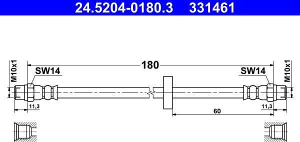 ATE 24.5204-0180.3 - Тормозной шланг autospares.lv