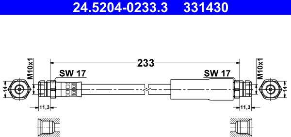 ATE 24.5204-0233.3 - Тормозной шланг autospares.lv