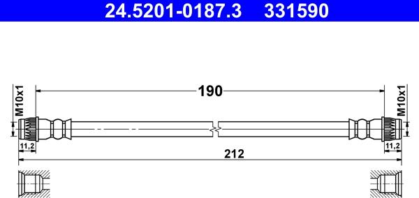 ATE 24.5201-0187.3 - Тормозной шланг autospares.lv