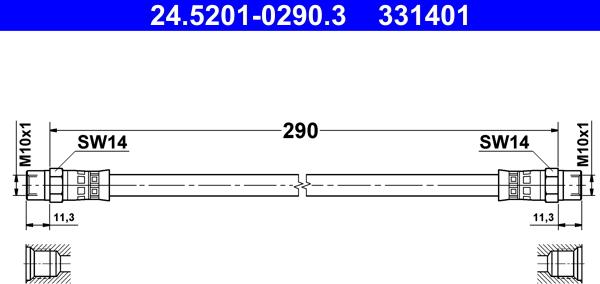 ATE 24.5201-0290.3 - Тормозной шланг autospares.lv