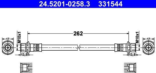 ATE 24.5201-0258.3 - Тормозной шланг autospares.lv