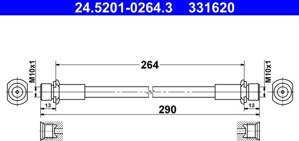 ATE 24.5201-0264.3 - Тормозной шланг autospares.lv