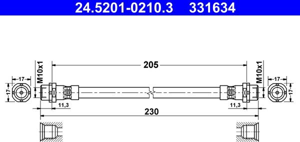 ATE 24.5201-0210.3 - Тормозной шланг autospares.lv