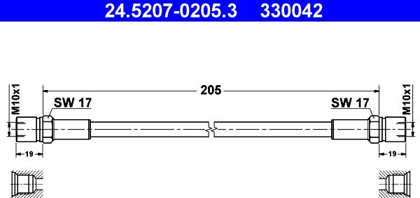 ATE 24.5207-0205.3 - Тормозной шланг autospares.lv