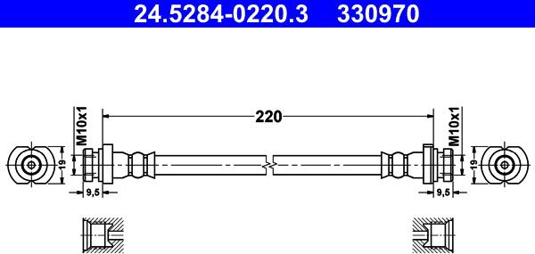 ATE 24.5284-0220.3 - Тормозной шланг autospares.lv