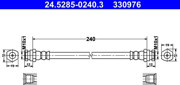 ATE 24.5285-0240.3 - Тормозной шланг autospares.lv