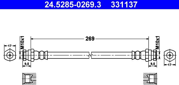 ATE 24.5285-0269.3 - Тормозной шланг autospares.lv