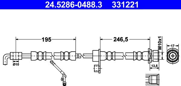 ATE 24.5286-0488.3 - Тормозной шланг autospares.lv