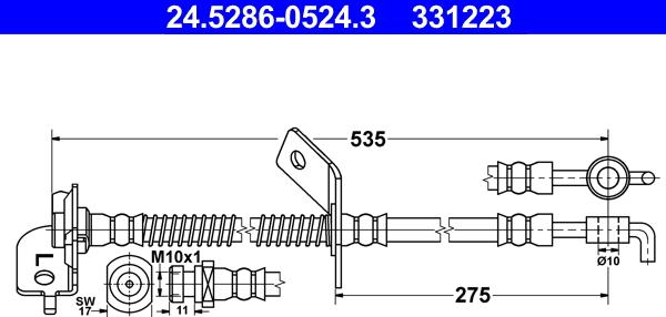 ATE 24.5286-0524.3 - Тормозной шланг autospares.lv