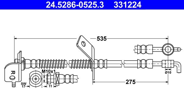 ATE 24.5286-0525.3 - Тормозной шланг autospares.lv