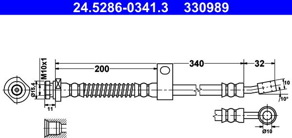 ATE 24.5286-0341.3 - Тормозной шланг autospares.lv