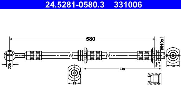 ATE 24.5281-0580.3 - Тормозной шланг autospares.lv