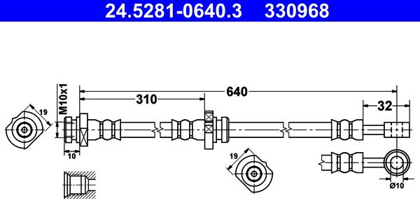 ATE 24.5281-0640.3 - Тормозной шланг autospares.lv