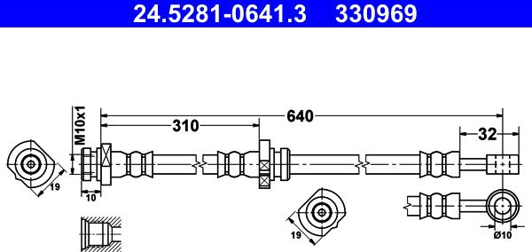 ATE 24.5281-0641.3 - Тормозной шланг autospares.lv