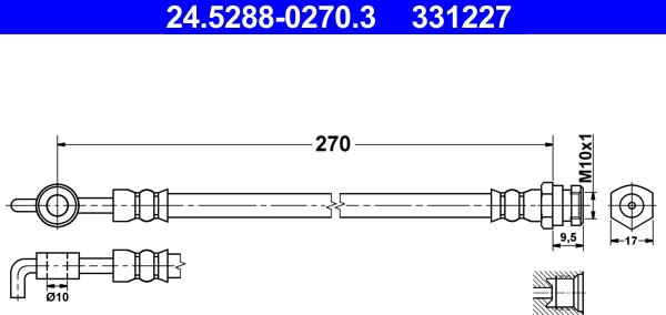 ATE 24.5288-0270.3 - Тормозной шланг autospares.lv