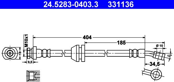 ATE 24.5283-0403.3 - Тормозной шланг autospares.lv