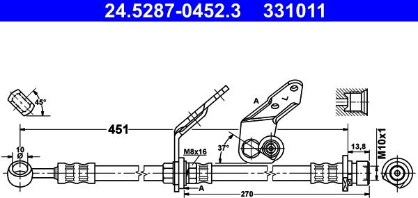 ATE 24.5287-0452.3 - Тормозной шланг autospares.lv