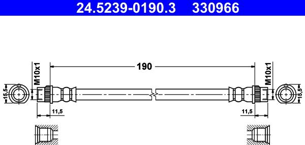 ATE 24.5239-0190.3 - Тормозной шланг autospares.lv